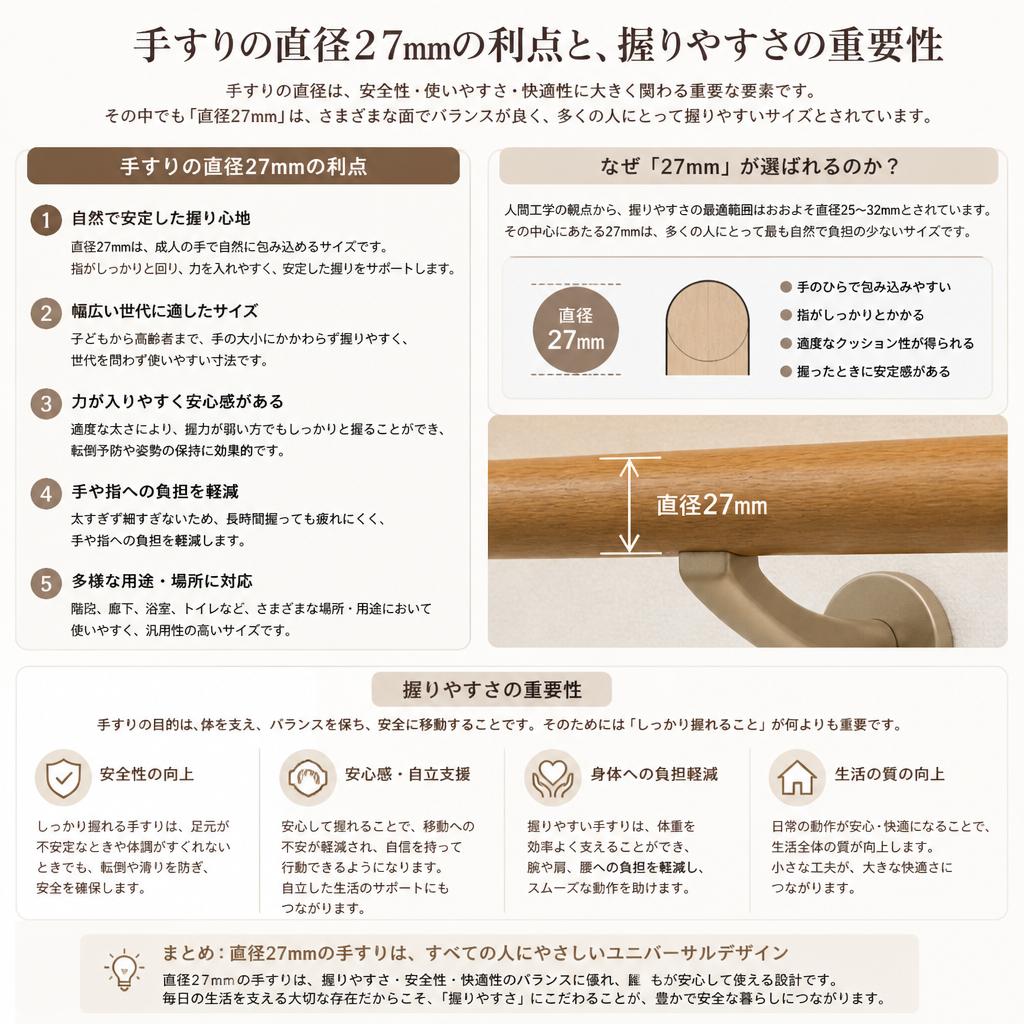 直径27㎜の快適な握り心地
